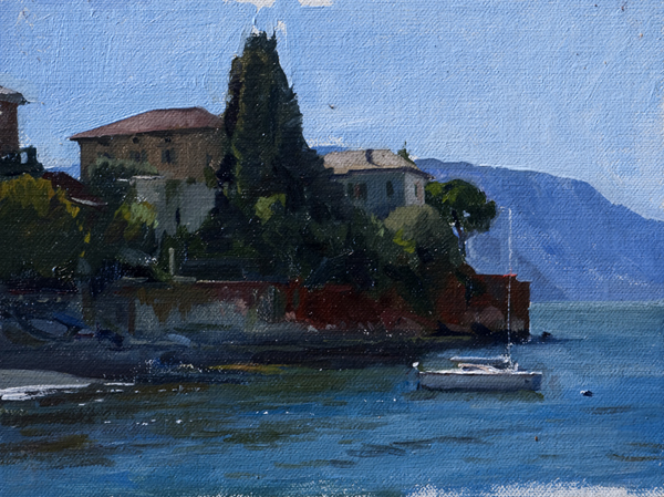 Varenna from the Port. Oil on canvas, 18 x 25 cm.