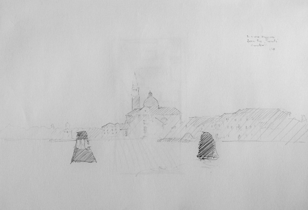 Landcape drawing of San Gorgio Maggiore, Venice, Italy