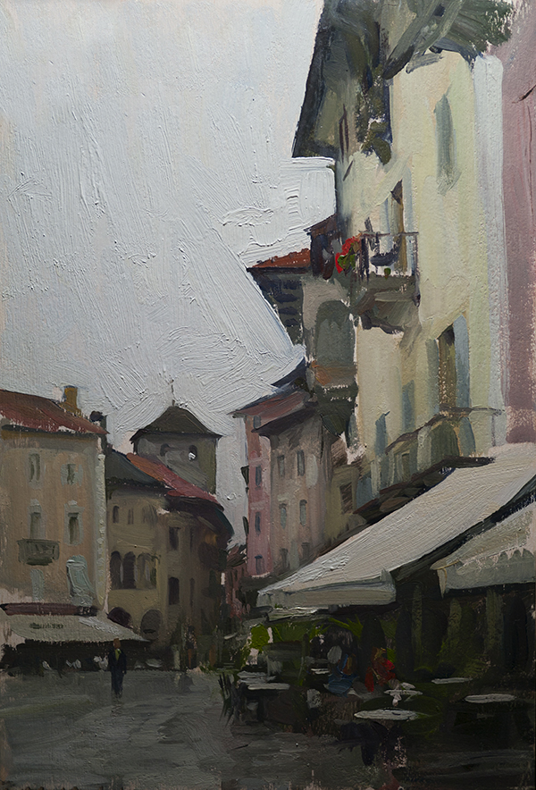 Landscape painting of Domodossola, Italy
