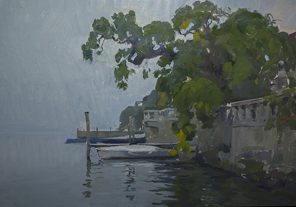 Landscape painting of Lago d'Orta, Italy