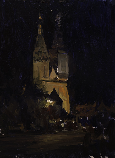 Cathedral Nocturne #1. 35 x 25 cm, oil on panel.