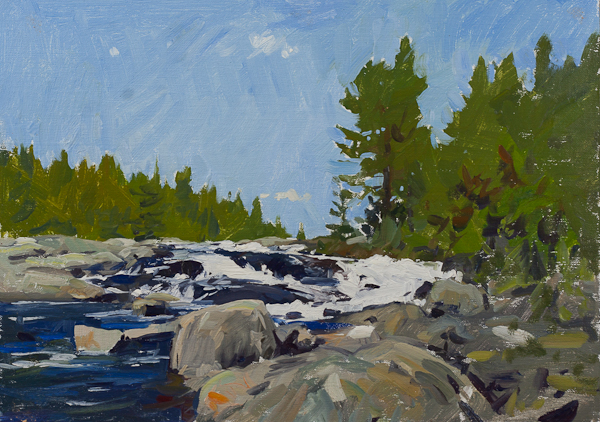 Oil landscape painting of a River Scene in Telemark, Norway.