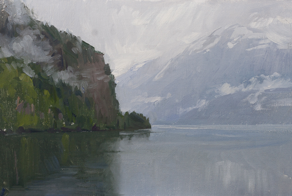 Oil painting of Hardanger Fjord, Norway.