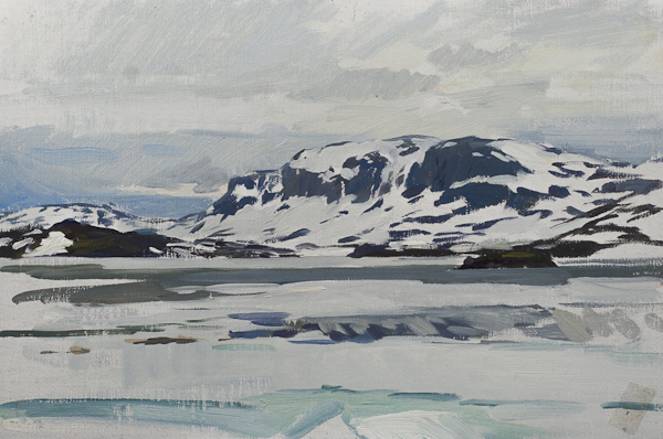 Oil painting of the mountains in Telemark.
