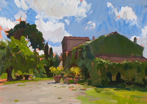Oil painting of a farmhouse in Tuscany