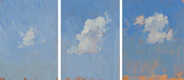 Plein air cloud studies from the Tuscan countryside.