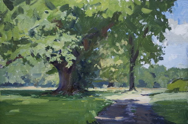 Landscape painting of an oak tree near Ballymore.