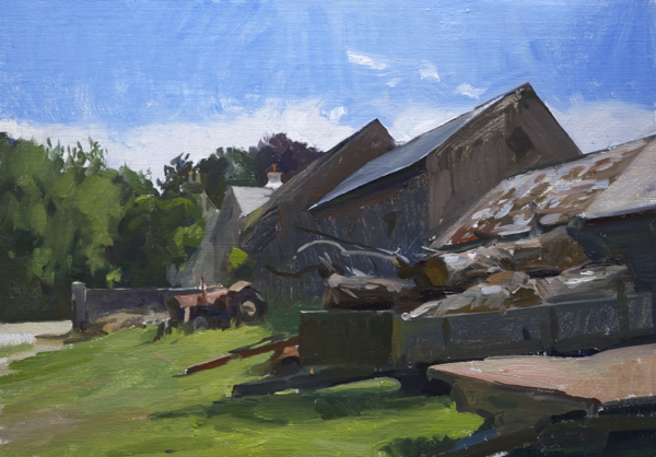 Plein air sketch of an old tractor in Ireland.