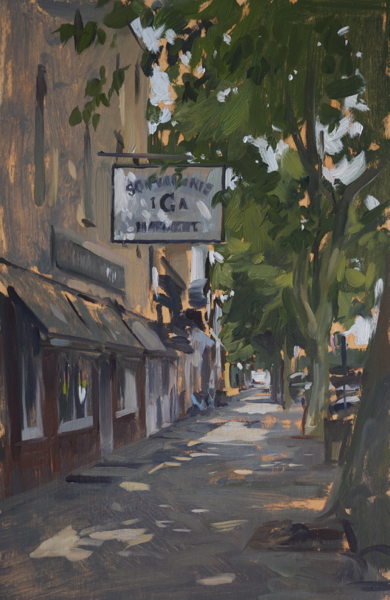 Plein air painting of the IGA in Sag Harbor