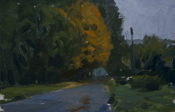 plein air landscape painting of autumn trees in Plyos, Russia