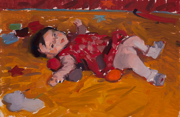 Oil painting of a toddler