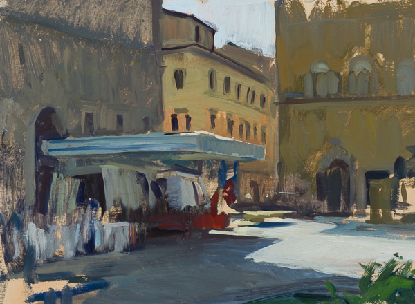 Plein air painting of Piazza Santo Spirito.