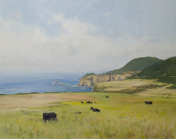 Oil painting of cows in Big Sur.