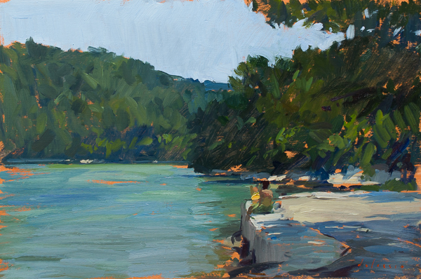 landscape painting of lake mljet