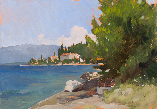 Study for a larger painting of Vrnik, Croatia.