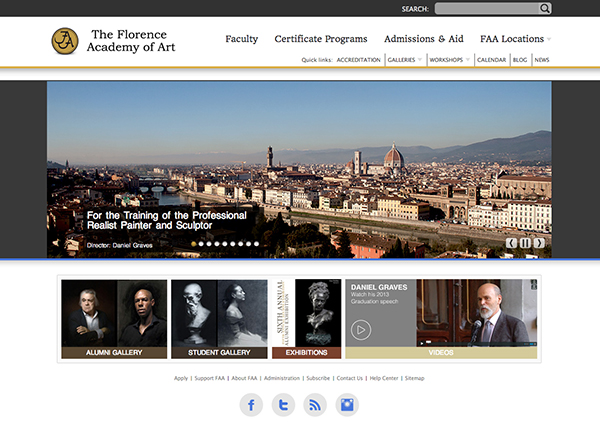 Florence Academy of Art's new website.