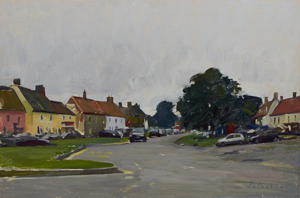 Plein air landscape painting of Burnham Market, Norfolk, UK.