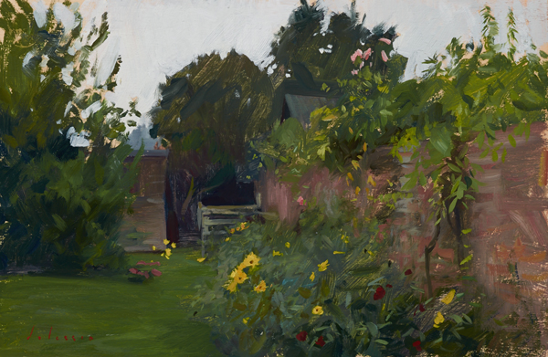 Painting of the garden at Teal Cottage, Burnham Overy Staithe.
