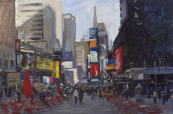 Plein air painting of Times Square, NYC