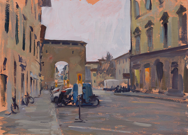 Oil painting of the Porta San Frediano in Florence, Italy.