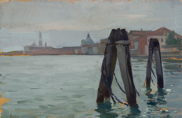 Plein air painting of the view from the Giudecca in the morning.