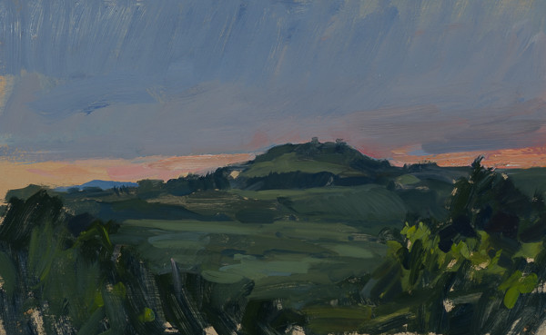 Plein air painting of a Tuscan sunset.