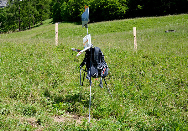 Ultralight plein air landscape painting easel and backpack.
