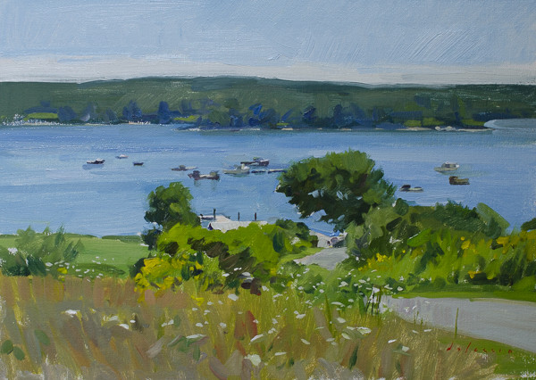 Plein air painting of Broad Cove, Maine.