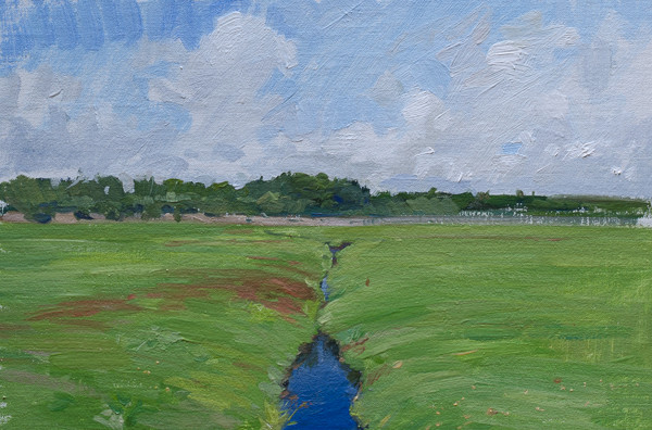 Plein air painting of a Cranberry Bog.