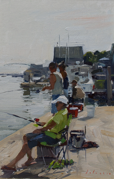 Painting of fishermen in Friendship, Maine.