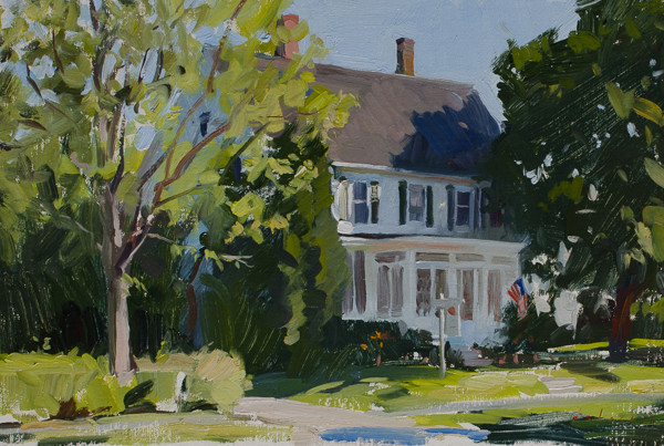 Plein air landscape painting of Haynes Gallery in Maine.