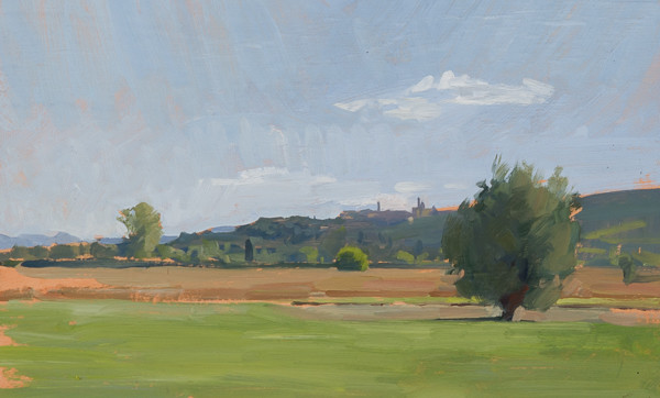 Plein air landscape painting of Sinalunga (Siena).