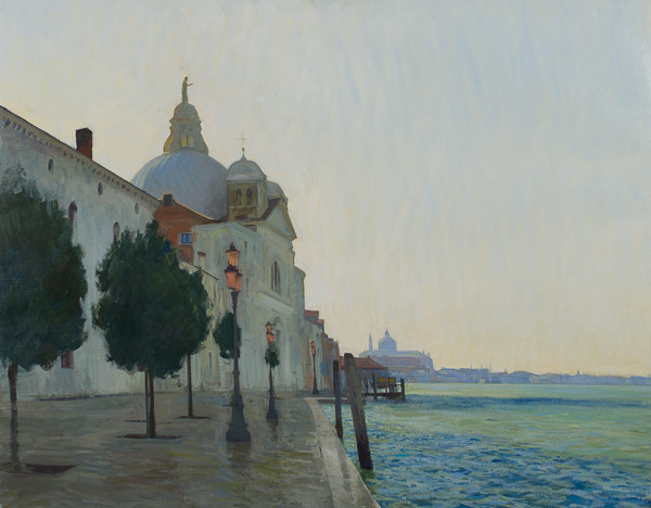 Landscape painting of Giudecca in Winter in Venice, Italy by Marc Dalessio