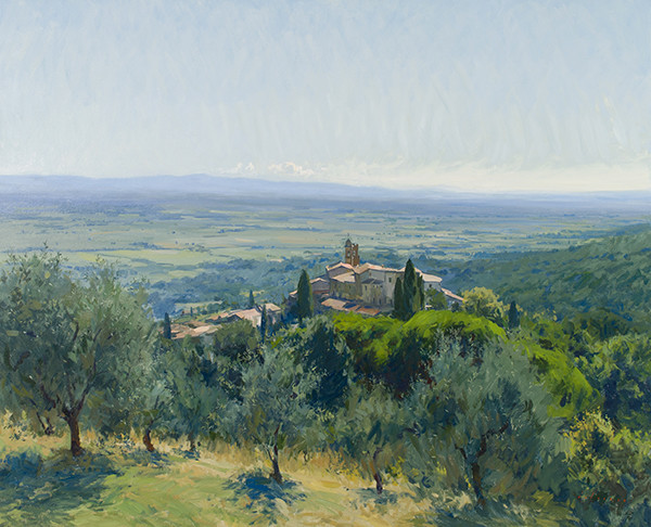 Oil painting of Scrofiano, Tuscany by Marc Dalessio