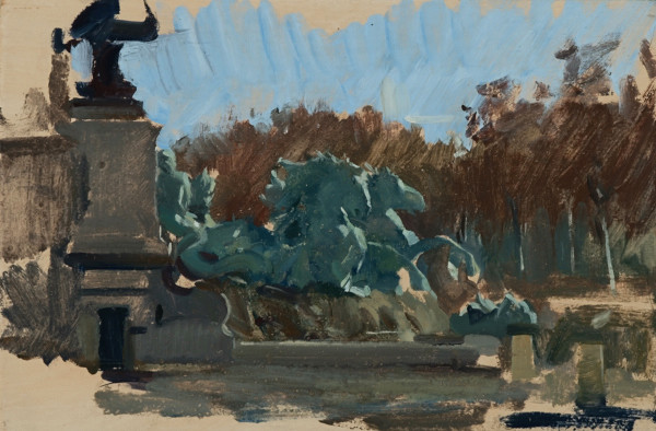 Plein air painting of the horses on the Monument aux Girondins in Bordeaux.