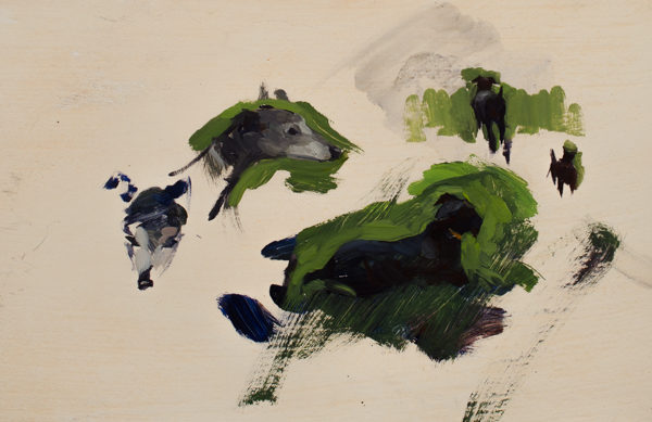 Painting studies of a Patterdale and Whippet