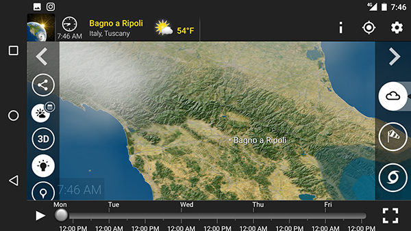 Image of Meteo Earth's weather prediction app for Android.