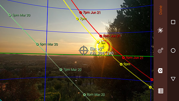 Image of Sun Seeker app for Android phones.