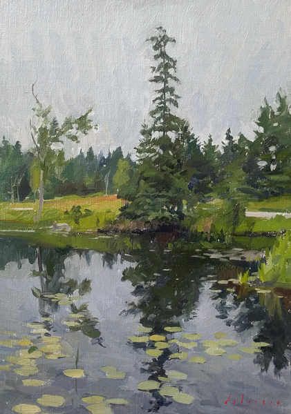 Landscape painting of Ames Pond, Deer Isle, ME