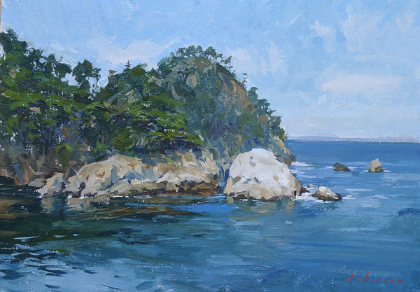 Plein air painting of Point Lobos State Reserve in Carmel, CA.