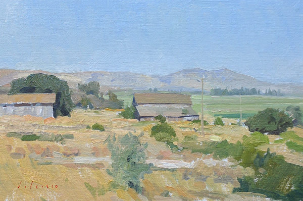 Plein air painting of a farm near Soledad, CA.
