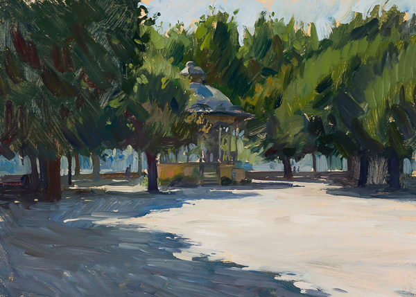 Oil painting of a park in Coimbra, Portugal.