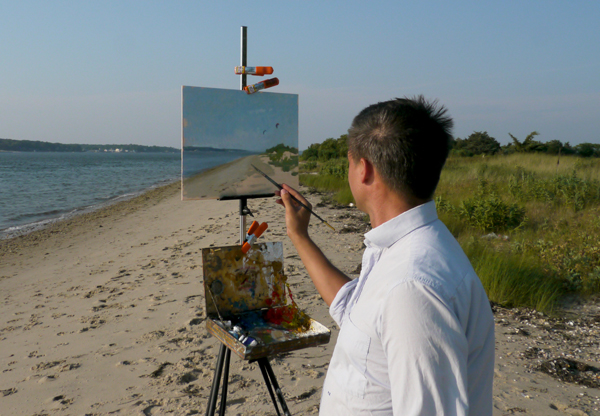 Photograph of plein air painting on Shelter Island