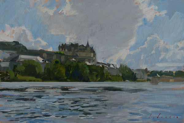 Oil painting of Amboise, France.