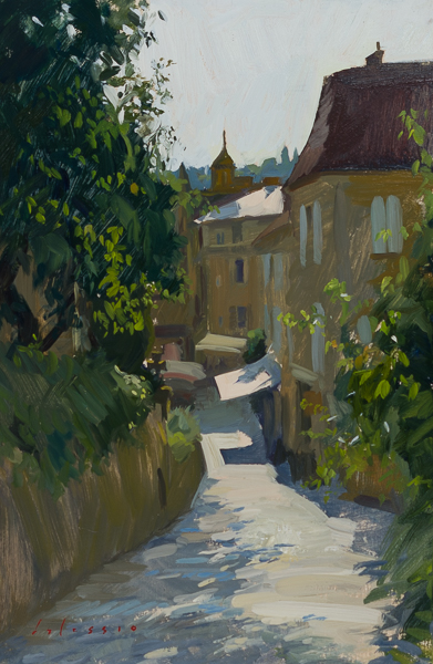 Oil painting of Sarlat, France.