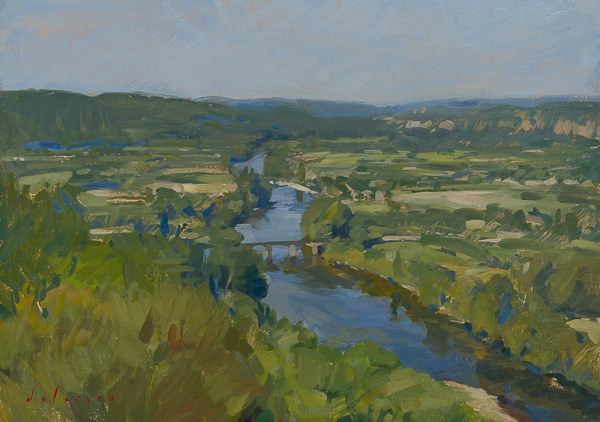 Oil painting of the Dordogne river from Domme.
