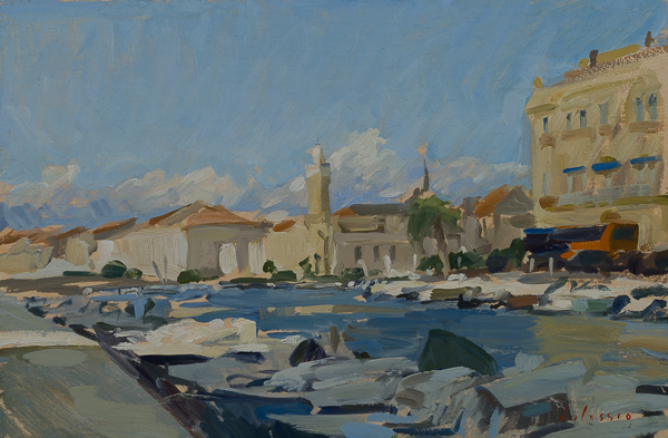 Oil painting of the canals in Sete.