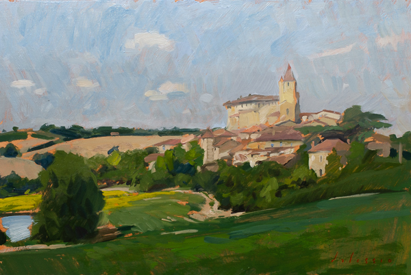 Plein air oil painting of Lavardens, Gers.