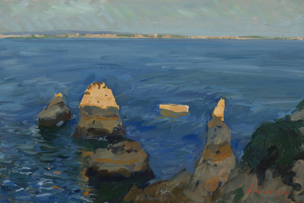 oil painting of afternoon light near lagos, portugal.