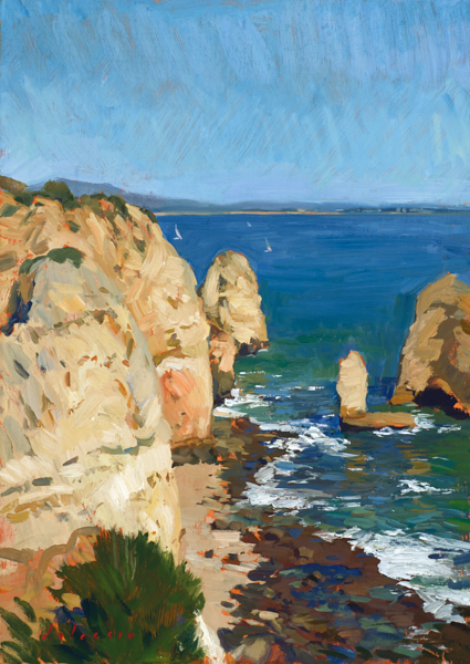 painting of the cliffs at Ponta da Piedade